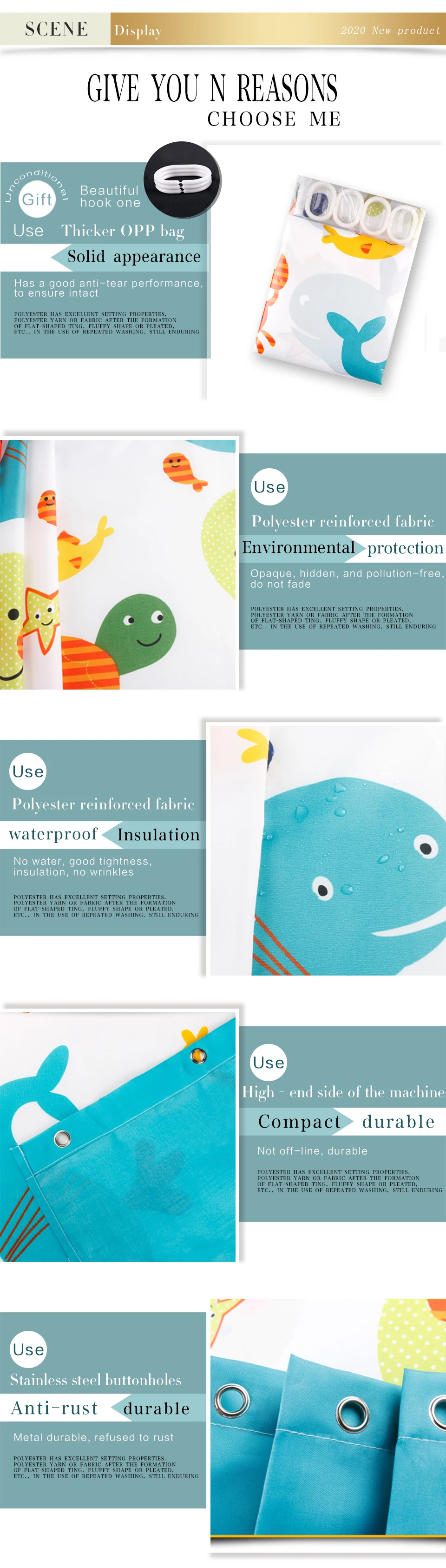 英文浴帘详情页