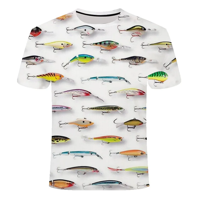 

2019 New Summer short-sleeved Fishing Print 3D T shirt Men Funny Fish Printed T-shirt Harajuku Leisure Tops shirts Men s-5xl