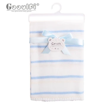 

Gooulfi Cotton Baby Blankets Unisex Newborn Baby Shawl Blanket Soft Blue and Pink Stripe Pattern for Baby Boys and Girls