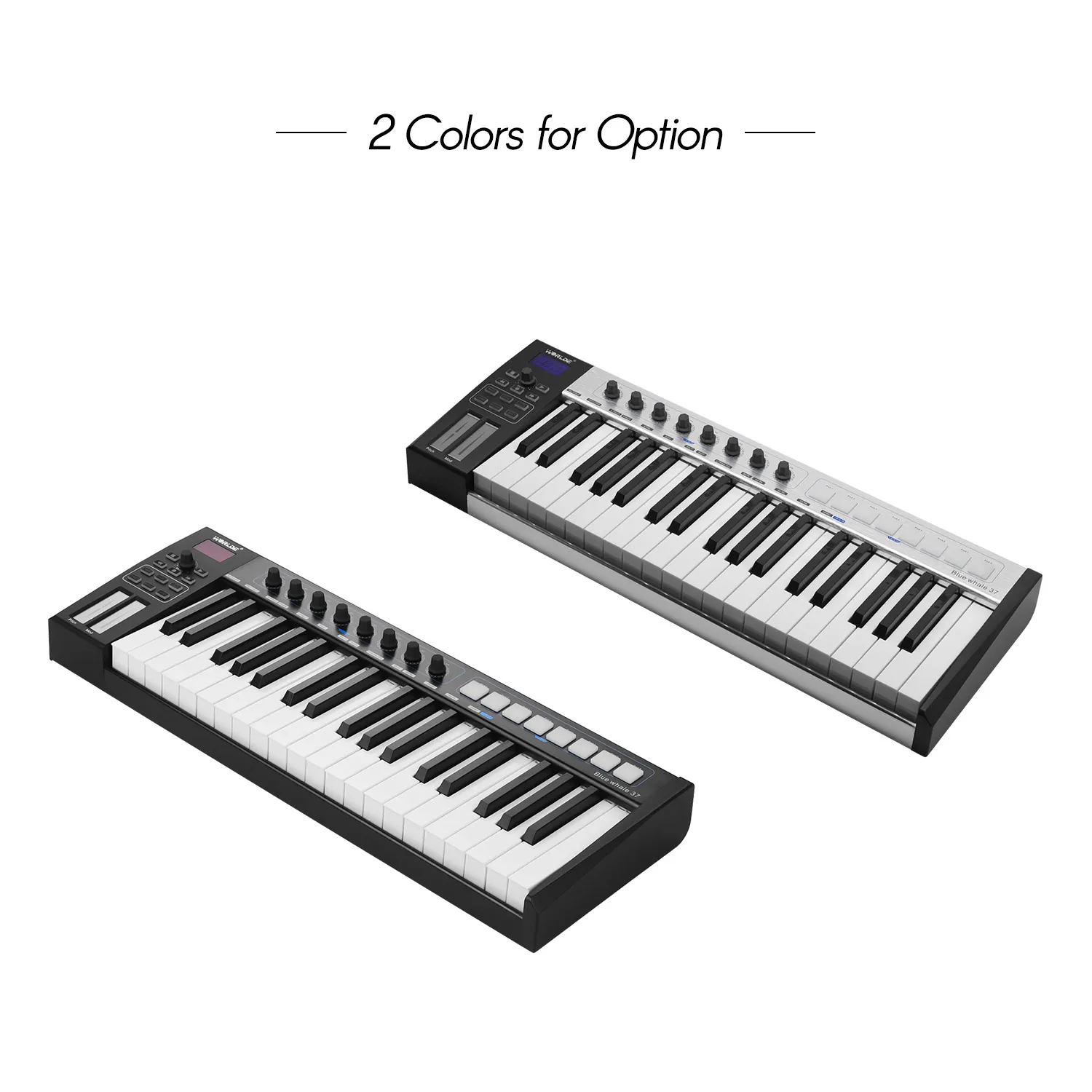 WORLDE синий кит 37 USB MIDI контроллер клавиатура 37 полувзвешенные клавиши 8 RGB с подсветкой триггерные подушки светодиодный дисплей с usb-кабелем