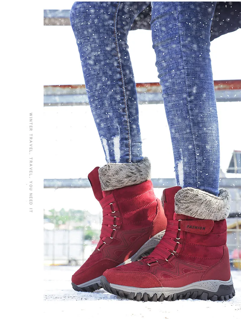 YAERNINew/поступление; зимние ботинки; модные замшевые женские теплые плюшевые ботинки; ботильоны из водонепроницаемого материала на плоской подошве; e1213