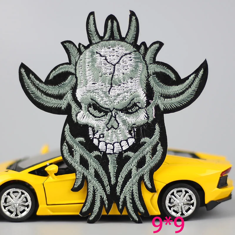 1PC punk cold skull Skeleton head Iron On Embroidered Patch For Cloth Cartoon Badge Garment Appliques Accessory | Дом и сад