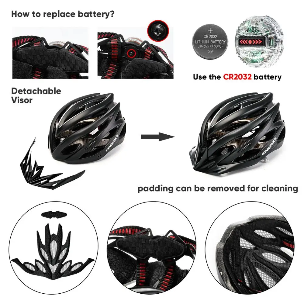KINGBIKE велосипедный шлем ультра светильник MTB велосипедный шлем CPSC велосипедные шлемы с задним светильник велосипедный карбоновый цвет велосипедный шлем