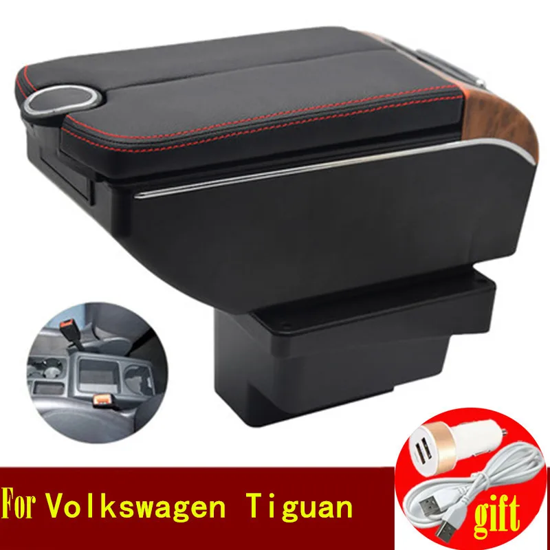 Для Volkswagen vw Tiguan Подлокотники коробка двойные двери открыть 7USB центр консоль для