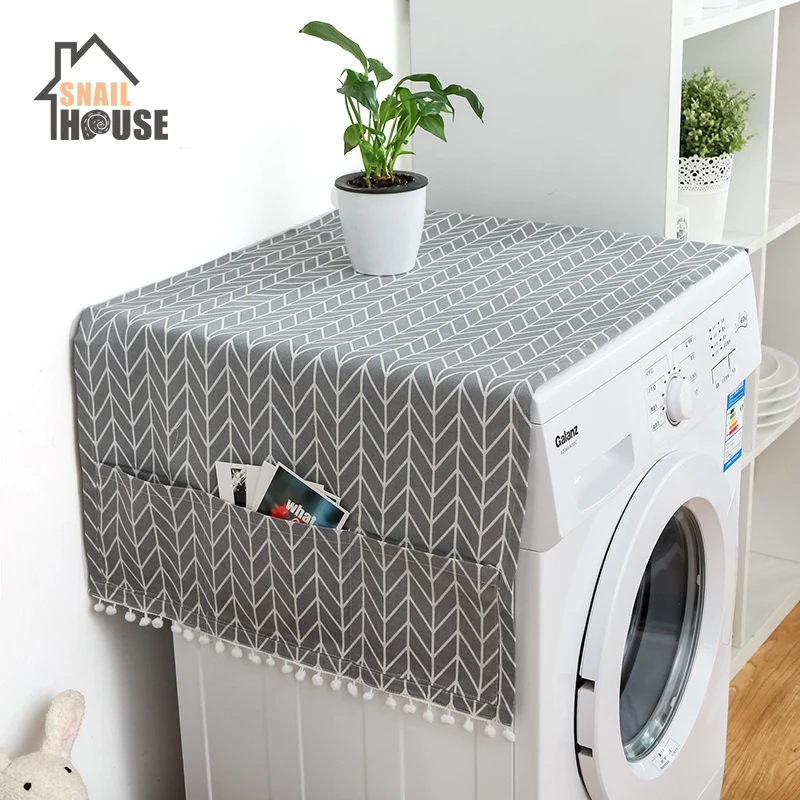

Snailhouse Refrigerator Dust Cover Washing Machine Cover Cotton Linen Multifunctional Storage Color Printing Simple Stylish 2020