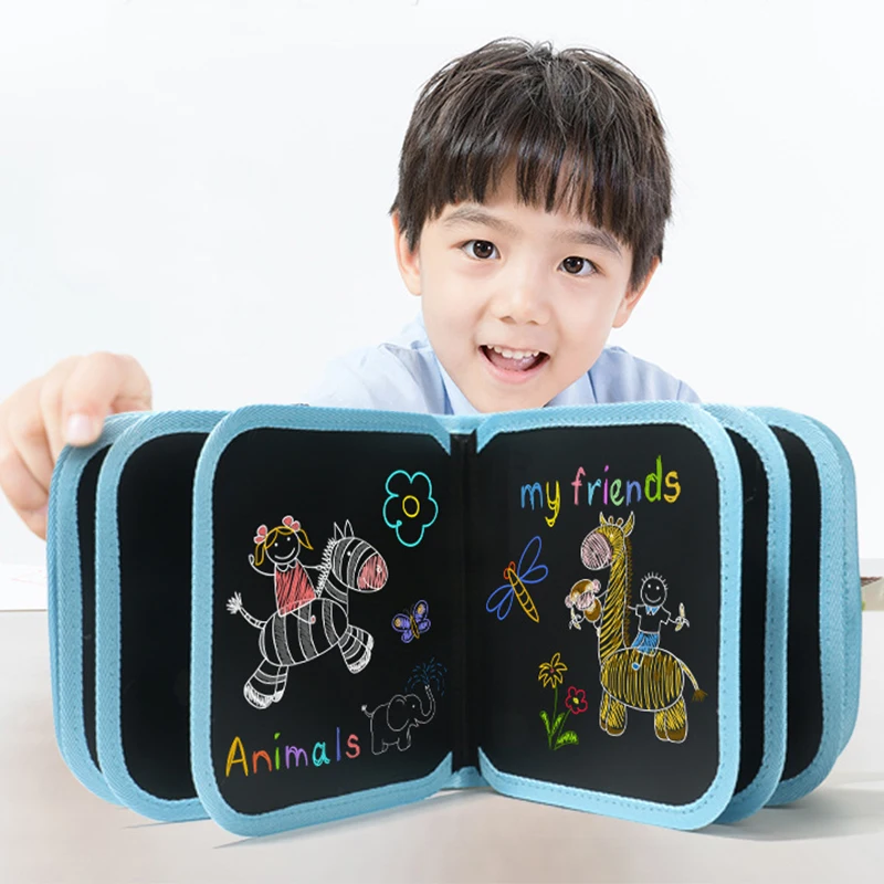 

NEW Portable Soft Chalk Board Drawing Book Animal Bear Bird Coloring Book DIY Blackboard Painting Drawing Board with Chalk