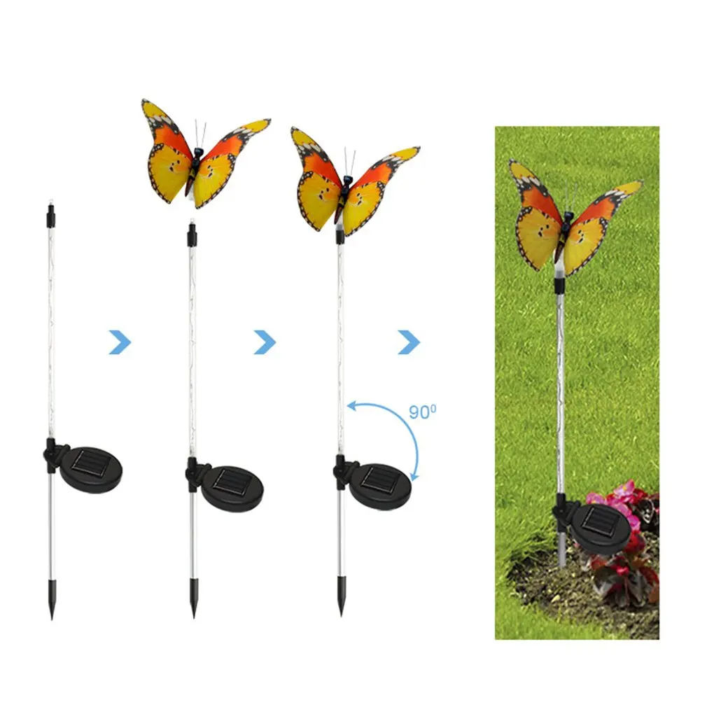 Solar Butterfly Light 7 Color Cycle Led Fiber Butterfly Light Lawn Garden Villa Landscape Light Decorative Flower Light