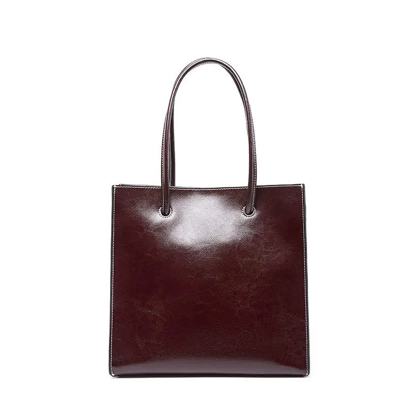 Кофе Johnature Осень Зима Новая модная женская сумка масло воск кожа роскошные сумки Повседневная сумка большая емкость Commuter сумки на плечо - Цвет: Кофе
