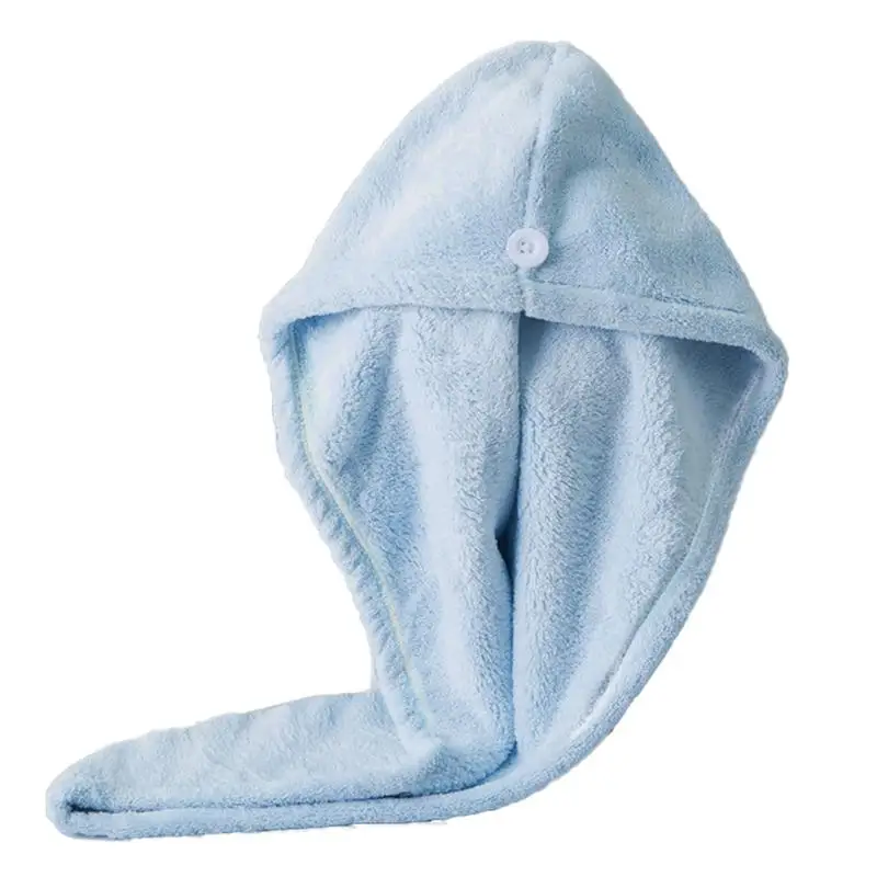 Blue Simple Hair Drying Cap Coral Velvet Hair Drying Towel Thicken Hair Drying Towel Water Absorption Hair Drying Cap - Цвет: Blue