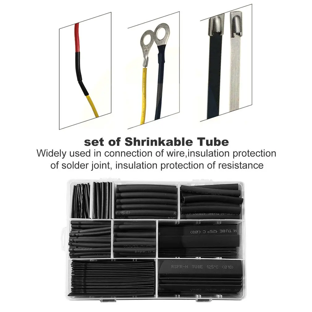 385Pcs/box Polyolefin Shrinking Assorted Insulated Sleeving Tubing Set Heat Shrinkable Tube Wrap Wire Heat Shrink Tubing simplisafe smoke detector