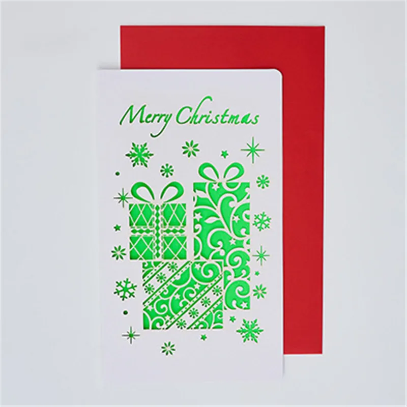 Мультфильм Счастливого Рождества поздравительная открытка Милый лось Снежинка и Рождественская елка узор сложенный подарок карты с конвертом наклейки