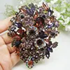 Fashion Purple Dual Droplets Flower Group Rhinestone Art  Brooch Crystal Jewelry Pendant ► Photo 2/5