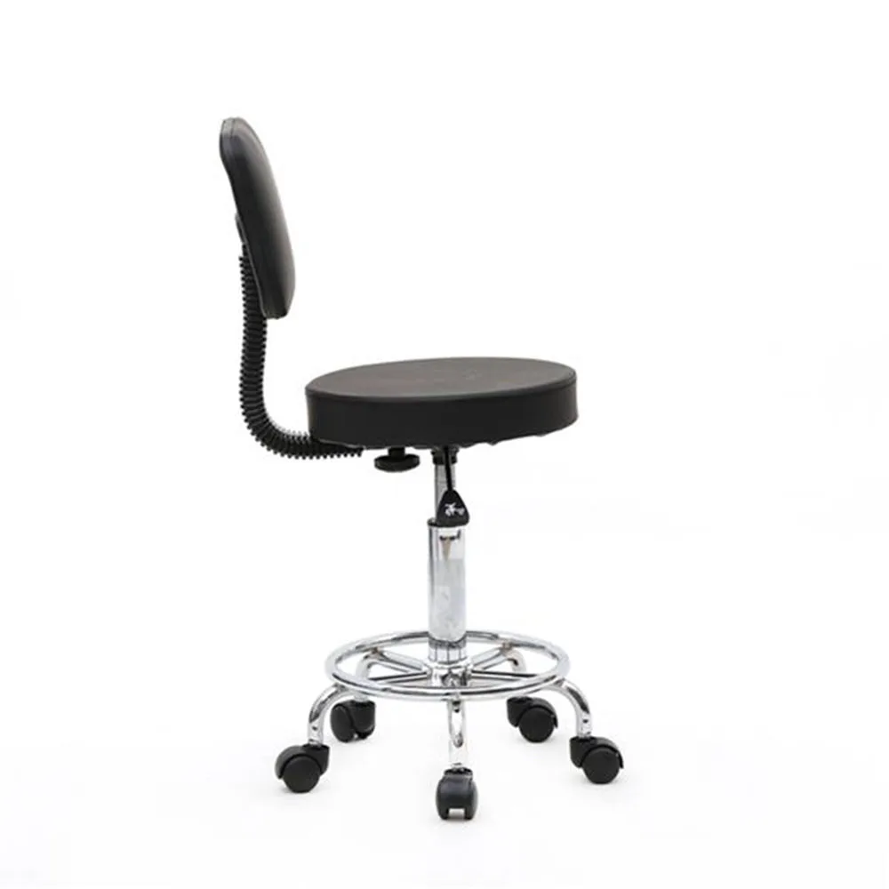 

Round Shape High Quality Adjustable Salon Stool with Back Durable And Safe Anti-skidding And Anti-rust Design Black