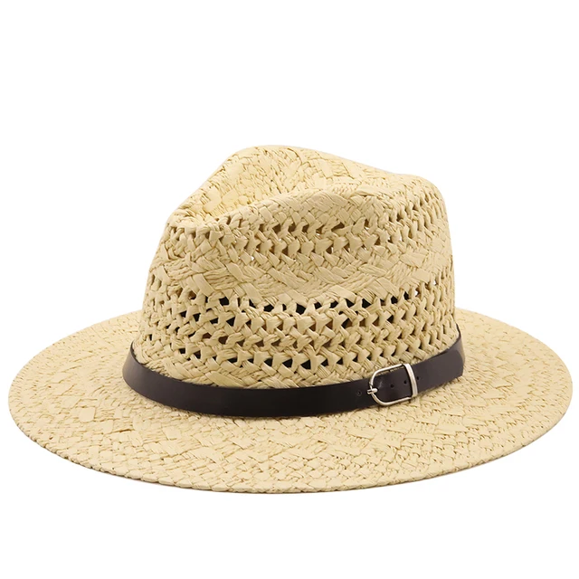 2021 new Top Quality Man Straw sun Hat Wide Brim Beach Foldable Cap Big Bone Men Plus Size summer women Fedora Hat 2