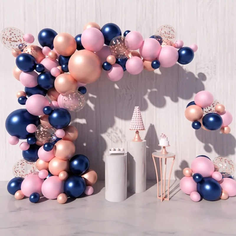 

110pcs Navy Blue Pink Balloons Garland Arch Kit Rose Gold Confetti Balloon for Baby Shower Birthday Wedding Party Decoration