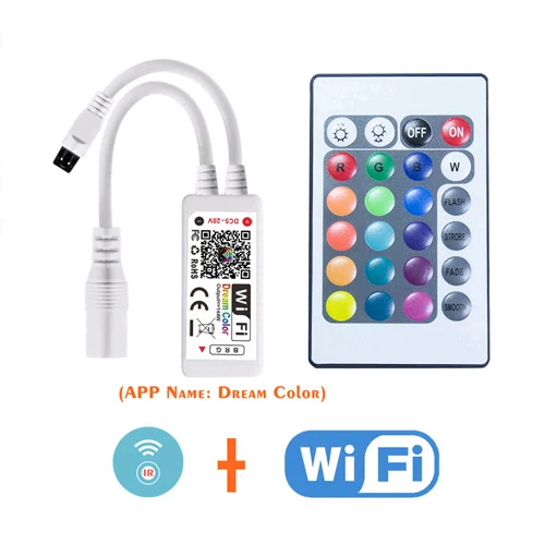 Dream BLE APP SMD2835/5050 RGB Светодиодная лента WiFi/Bluetooth контроллер с регулируемой яркостью дистанционная Светодиодная лента Light12V адаптер питания водонепроницаемый комплект светодиодной ленты - Испускаемый цвет: Dream BLE APP