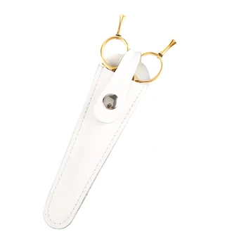 Kaufen 1PCS Weiß Leder Haar Scissor Beutel Einzigen Stück Scissor Halter Tasche In Kuh Leder Dauerhaften Einsatz Salon Werkzeuge Tasche Haar Zubehör