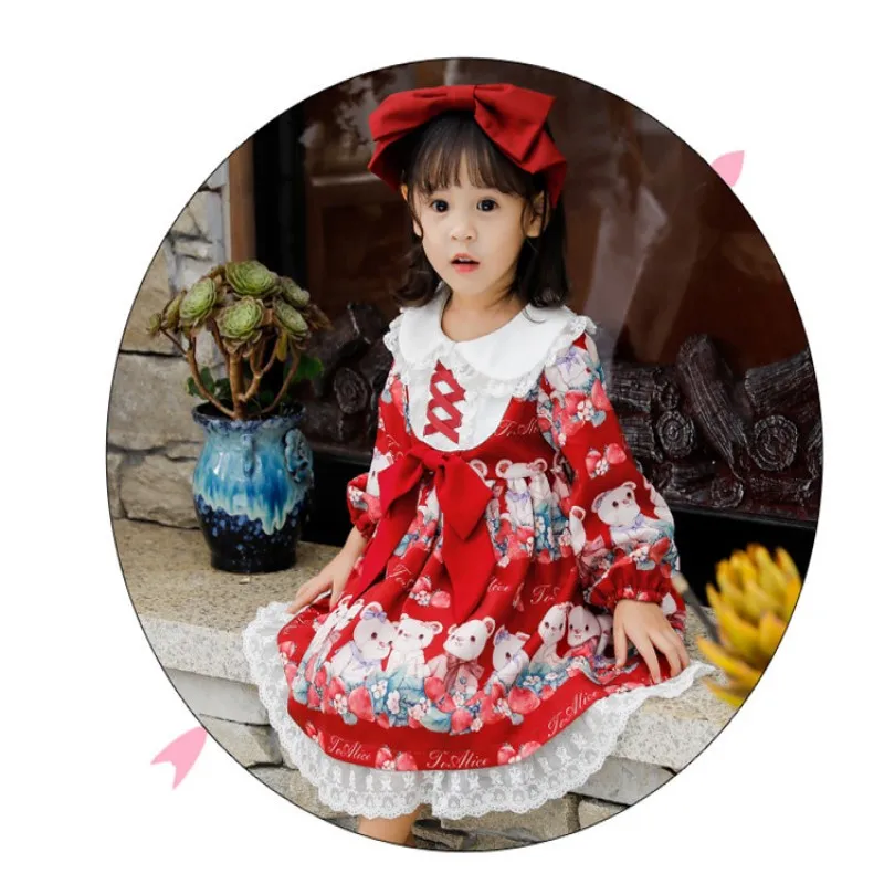 Платья для девочек; платье принцессы с длинными рукавами в стиле Лолиты; юбка-американка; платье для костюмированной вечеринки для девочек; детская одежда; вечернее платье принцессы