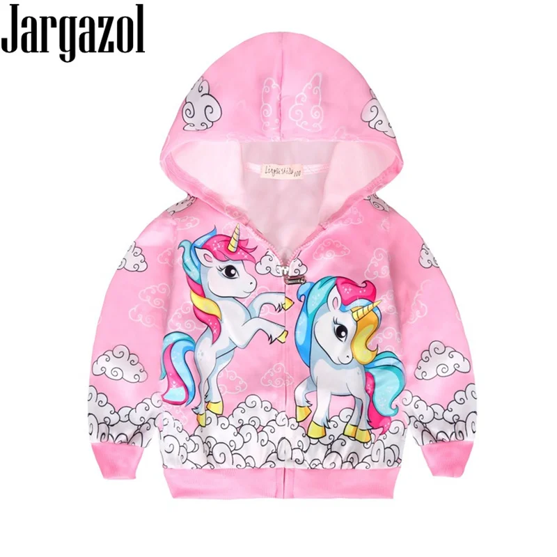 Jargazol 秋女の子ジャケットコートユニコーンプリント Kis ウインド