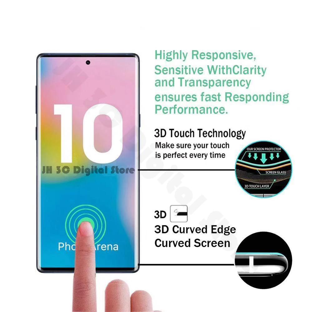 Tempered Glass For Samsung Galaxy note 10 Screen Protector Full Curved Edge Protective Glass For Samsung note 10 Plus+ Pro 5G