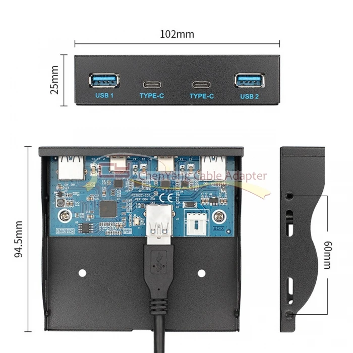 USB 3,0 концентратор 4 порта Передняя панель к материнской плате 20Pin Соединительный кабель для 3," ячейка для дискет и USB-C