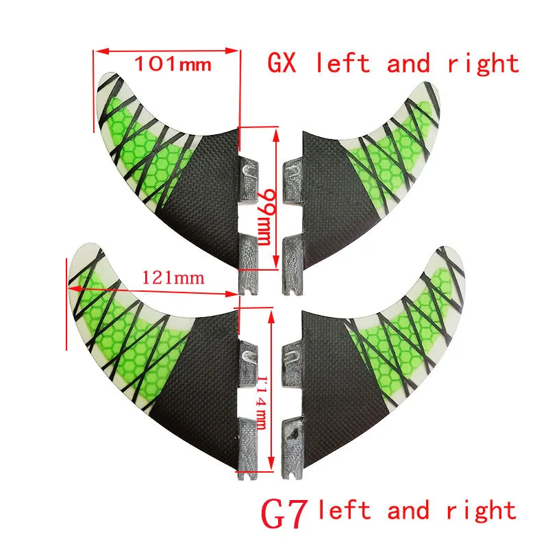 Вертикальный Киль FCS II плавники Размер G5+ GX Quad fin углеродное волокно для серфинга плавники 4 шт. Набор для FCS II Коробка стекловолокна для серфинга плавники - Цвет: Светло-зеленый