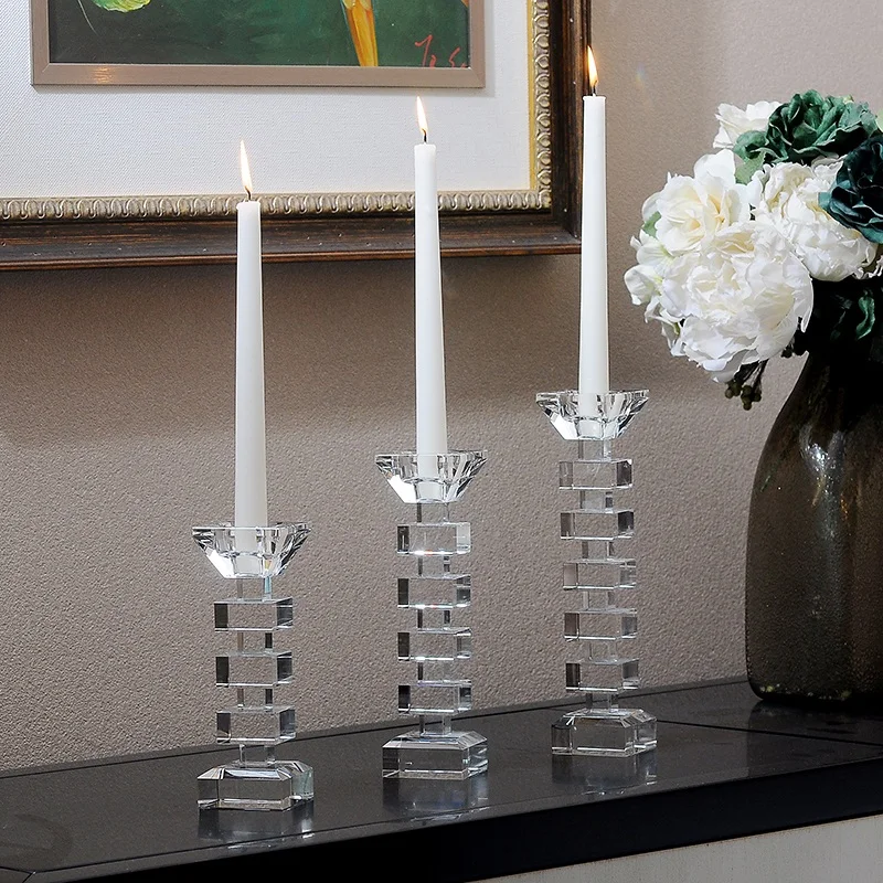Luxury Crystal Candle Holder Simple Nordic Wedding Table European Glass Aesthetic Kandelaar Home Decor DD50YH | Дом и сад