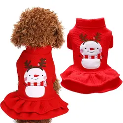 Рождественское платье с изображением собаки зимняя одежда для собак для маленьких собак, одежда теплая одежда собаки для маленького