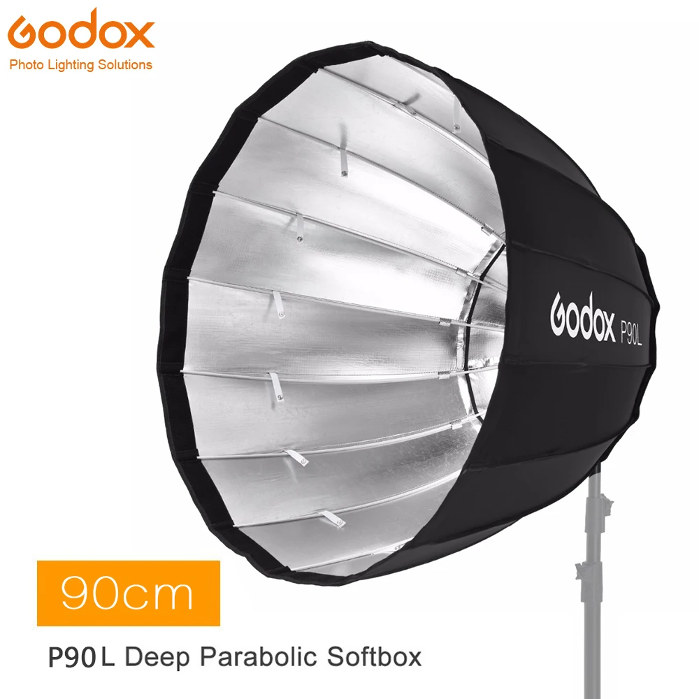 Godox P90L 90cm Portable Deep Parabolic Softbox Bowens Mount Compatible for Studio Flash SK400II SK400 SK300II DP600II DP400II DE300 DE400 and Outdoor Flash AD600 AD600BM