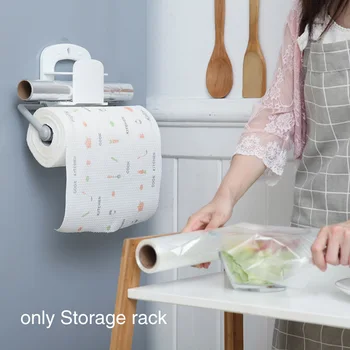 

Strong Load Capacity Kitchen Practical Wall Mount Roll Paper Holder Home Shelf PP Storage Cling Film Dispenser Space Saving