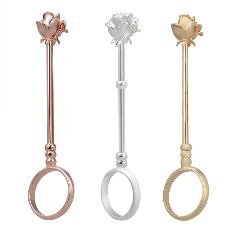 

Lady Elegant Retro Smoking Ring Band Romantic Rose Flower Shelf Cigarette Holder Hand Free Gamer Helper Fashion Jewelry