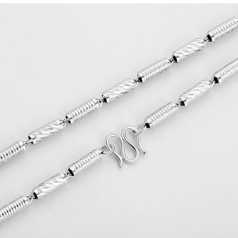 

Hollow Cylinder che hua lian 925 Silver Necklace Men's Two Car Flower Selectable Thick Type Cool Silver Necklace Men's Fashion