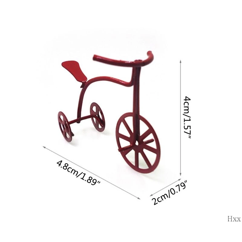 Новинка 1:12 Кукольный домик Миниатюрный Красный велосипед трехколесный велосипед Кукольный дом аксессуары детские игрушки