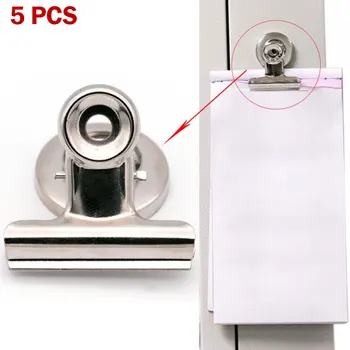 

5pcs Metal Fridge Clip Wall Memo Creative Refrigerator Silver Magnet Note Holding Notes Messages Photos Reminders And Recipes