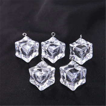 

6pcs Irregular Geometric Square Necklace Pendant Fashion Ice Cube Transparent Acrylic Pendant Jewelry Diy Wholesale Accessories
