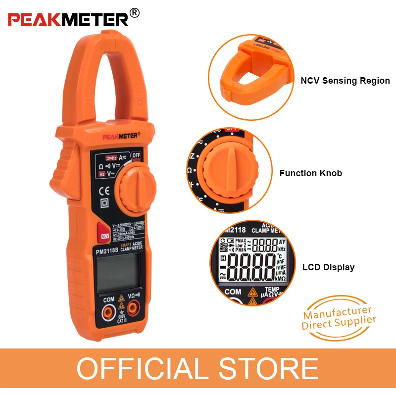 PEAKMETER портативный AC/DC клещи мультиметр умный AC Ток Сопротивление напряжения непрерывность измерения тестер с NCV