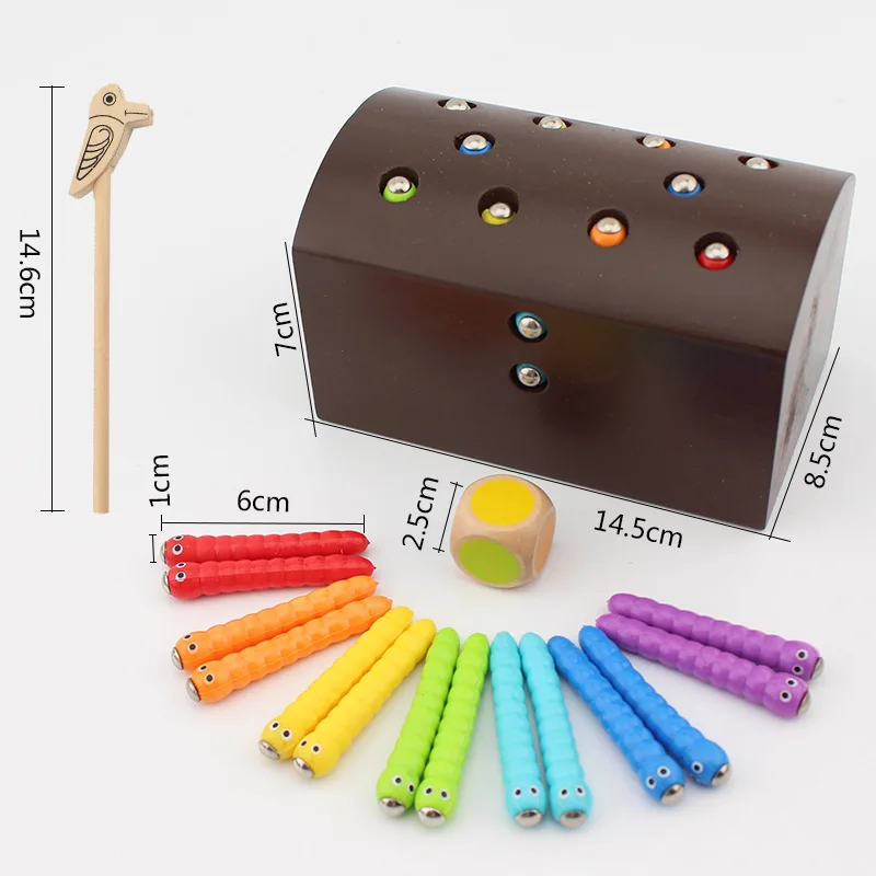 Головоломка деревянная игра в виде ловли жуков раннее образование магнитные забавные рыболовные игрушки для дятла Монтессори детские подарки на год