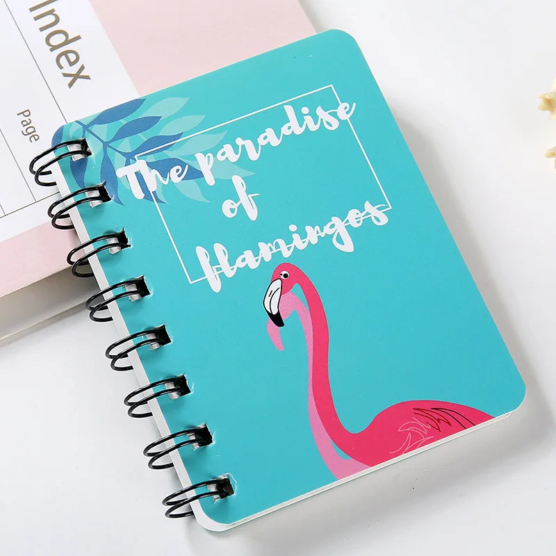 Flamingo Новинка, мультяшный портативный блокнот с мини-катушкой, твердая обложка, милая тетрадь с животными, органайзер для записей, школьные принадлежности, детский подарок - Цвет: Flamingo