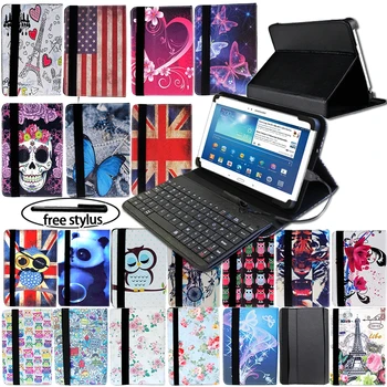 

Foldable Leather Tablet Stand Folio Cover Case Wired Keyboard Suitable for Samsung Galaxy Tab A/S/S2/S5e Tablet Protective Case