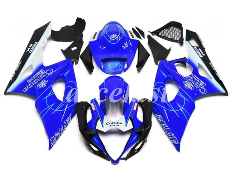 4 бесплатные подарки ABS обтекатели комплект подходит для SUZUKI GSX-R1000 K5 2005 2006 05 06 gsxr1000 Кузов Набор Синий Белый Корона