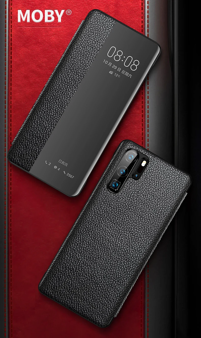 Умный чехол из натуральной кожи для huawei mate 20/20x/20pro/20rs, чехол с окошком, защита для экрана для huawei P30/P30Pro