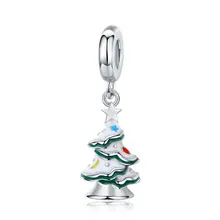 Оригинальные серебряные бусины 925 пробы Подвески в виде рождественской елки со снегом, оригинальные браслеты Pandora для женщин, ювелирные изделия DIY