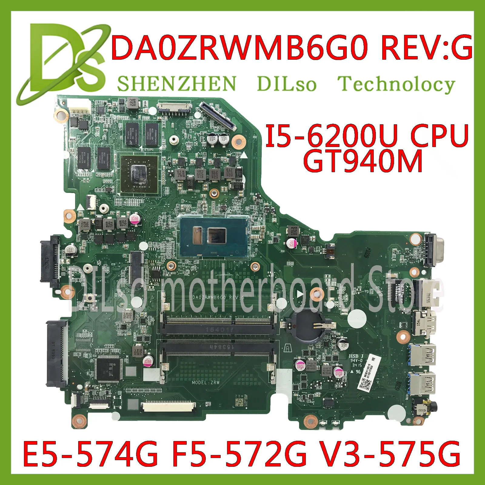 KEFU E5-574G материнская плата для Acer Aspire E5-574 F5-572 V3-575 V3-575G I5-6200U CPU DA0ZRWMB6G0 | Компьютеры и