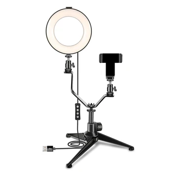 

6 Inch LED Ring Light with Cell Phone Holder Remote Control for Live Streaming, Makeup, Selfies, Video