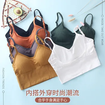 

Hot Selling Celebrity Style Thread Beauty Back Bra Sexy Wrap-around Tube Top-Free Steel Ring Underwear Sports Camisole Fema