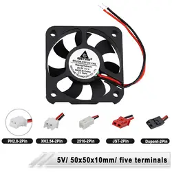 Ventilateur de refroidissement industriel 5V, 5010 50x10MM, 2 broches, connecteur JST Dupont 5cm 50mm, pour ordinateur, haute vitesse 50x50x10mm, 5 pièces 