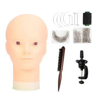 

For Wig Making Display Cosmetology 20'' PVC Bald Mannequin Head for Makeup Practice Training Head Manikin Wig Mannequin Head