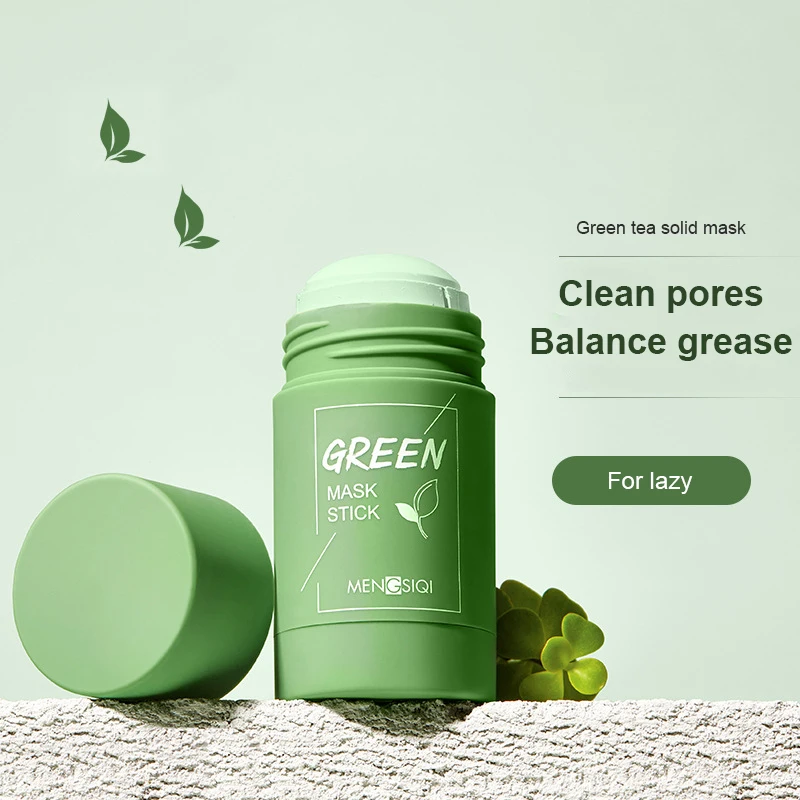 Green Mask Stick Tea Mud Eggplant Acne Cleaning Oil-Control Deep Blackhead Remove Fine Pores Skin Care TSLM2 | Красота и здоровье