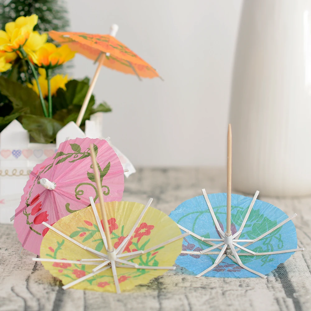 

50pcs New Paper Drink Cocktail Parasols Umbrellas Luau Sticks Tropical Hawaii Party Wedding Paper Umbrella Decoration