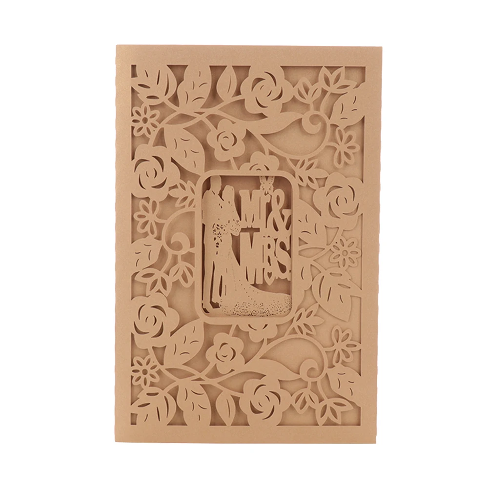  10pcs/sets Wedding Invitations Card Gold Laser Cut Hollow Out Greeting Cards For Birthday Shower Br - 4.00017E+12